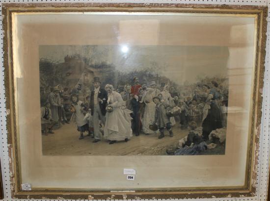 Victorian coloured print - The Village Wedding(-)